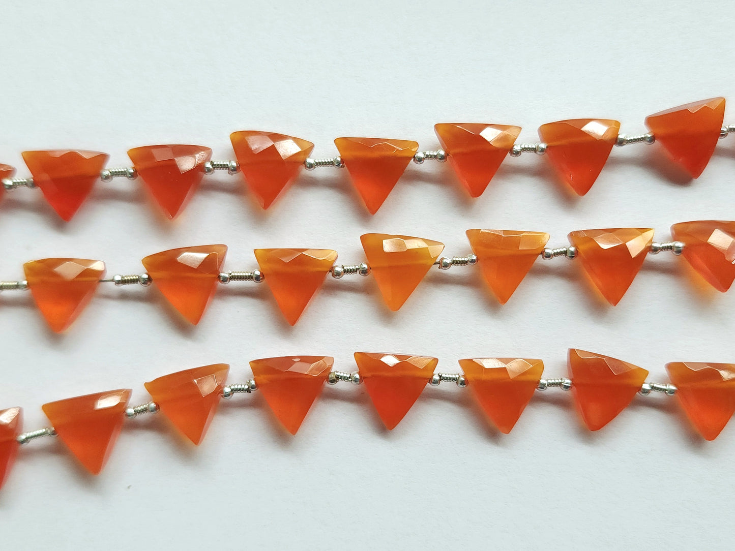 10 Pieces | Natural Carnelian Faceted Briolette Triangle Beads