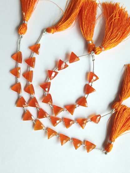 10 Pieces | Natural Carnelian Faceted Briolette Triangle Beads