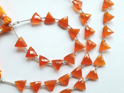 10 Pieces | Natural Carnelian Faceted Briolette Triangle Beads