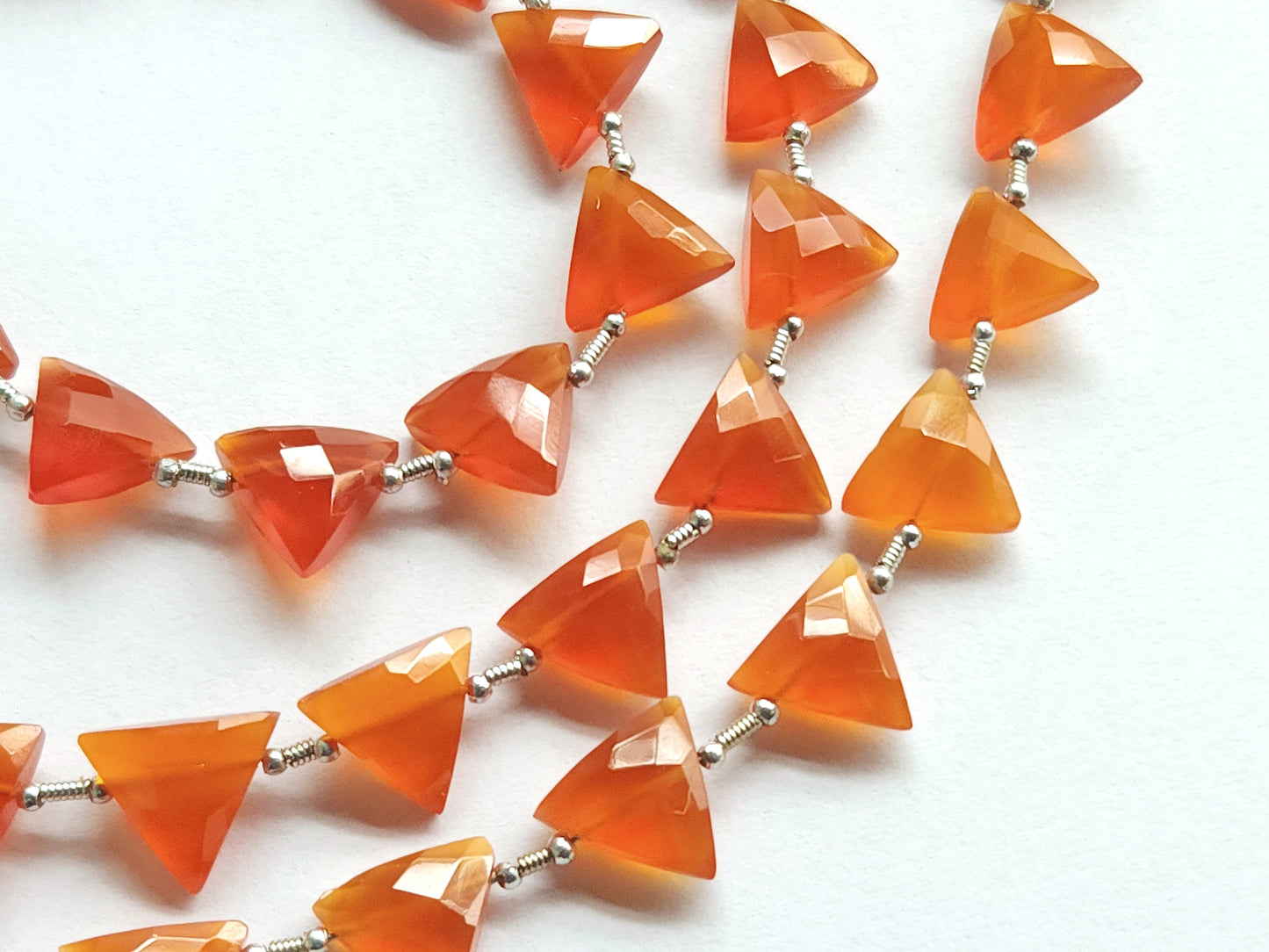 10 Pieces | Natural Carnelian Faceted Briolette Triangle Beads