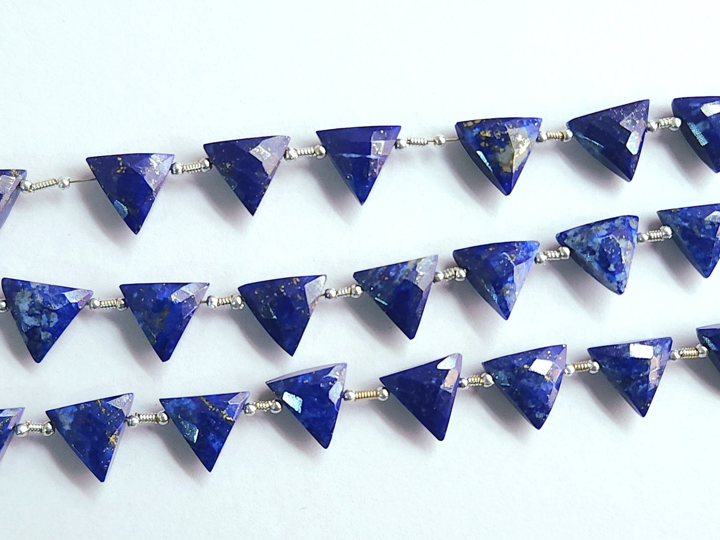 10 Pieces | Natural Lapis Lazuli Faceted Briolette Triangle Beads 10x10mm
