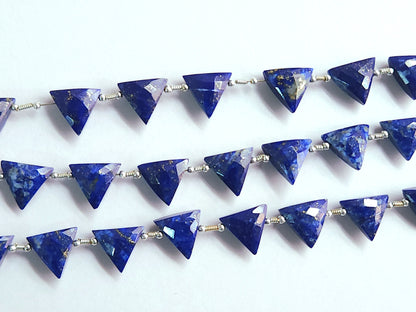 10 Pieces | Natural Lapis Lazuli Faceted Briolette Triangle Beads 10x10mm