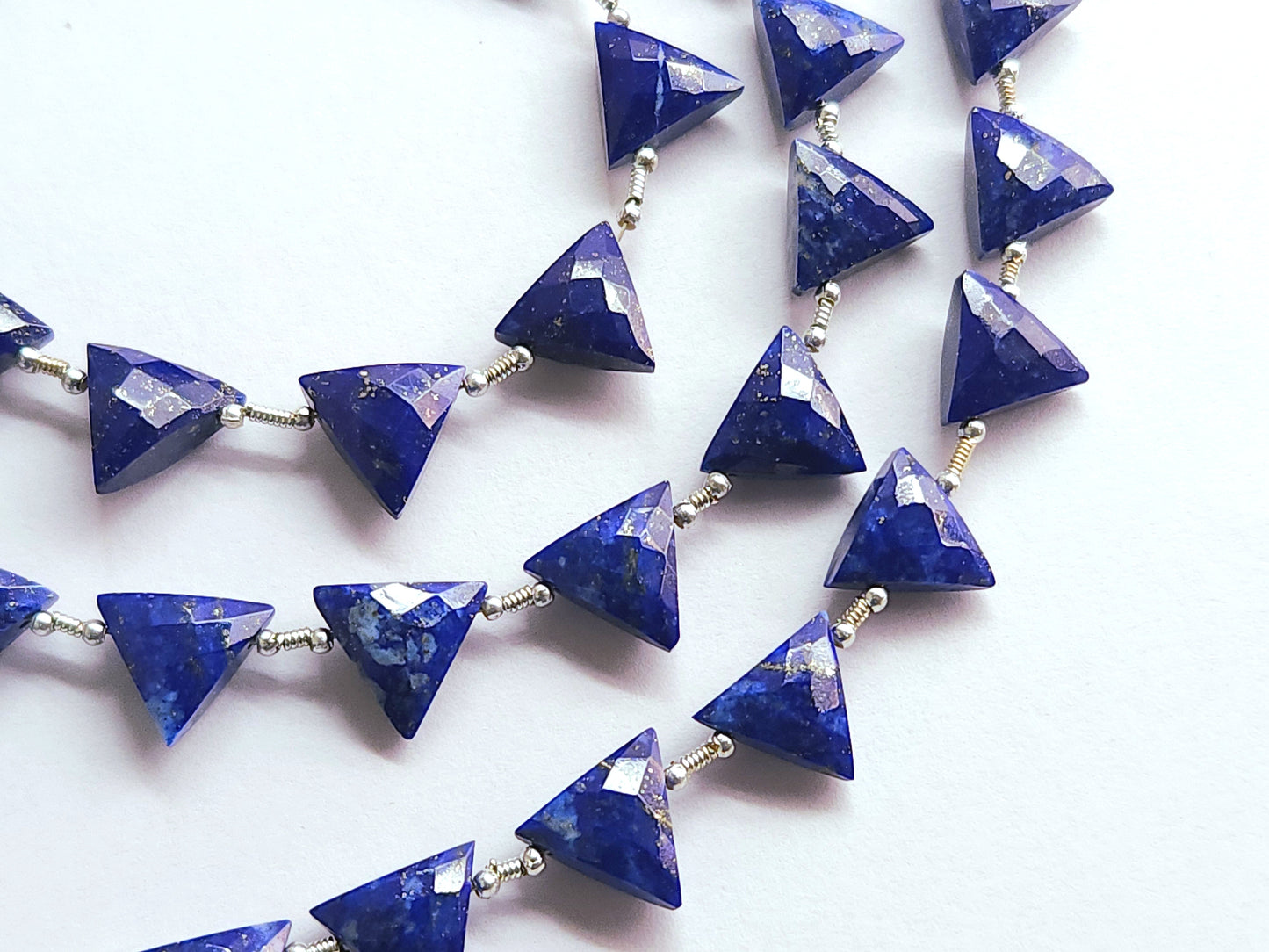 10 Pieces | Natural Lapis Lazuli Faceted Briolette Triangle Beads 10x10mm