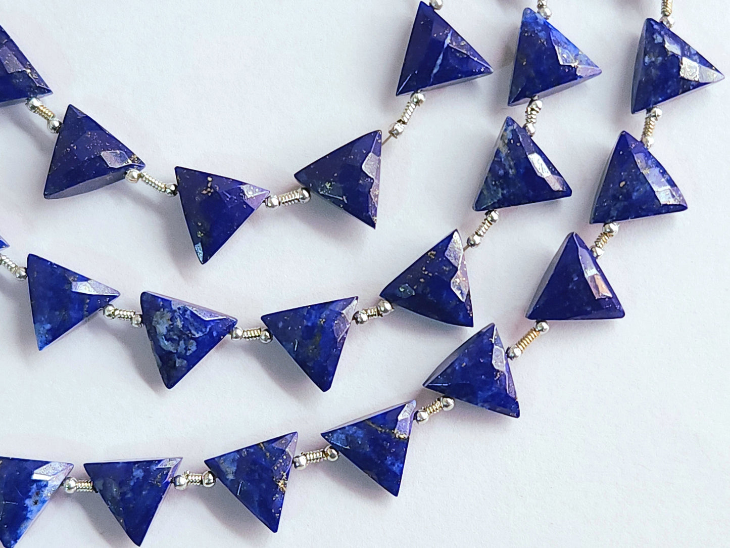 10 Pieces | Natural Lapis Lazuli Faceted Briolette Triangle Beads 10x10mm