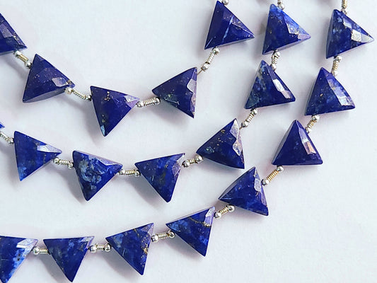 10 Pieces | Natural Lapis Lazuli Faceted Briolette Triangle Beads 10x10mm