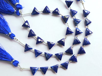 10 Pieces | Natural Lapis Lazuli Faceted Briolette Triangle Beads 10x10mm