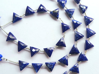 10 Pieces | Natural Lapis Lazuli Faceted Briolette Triangle Beads 10x10mm