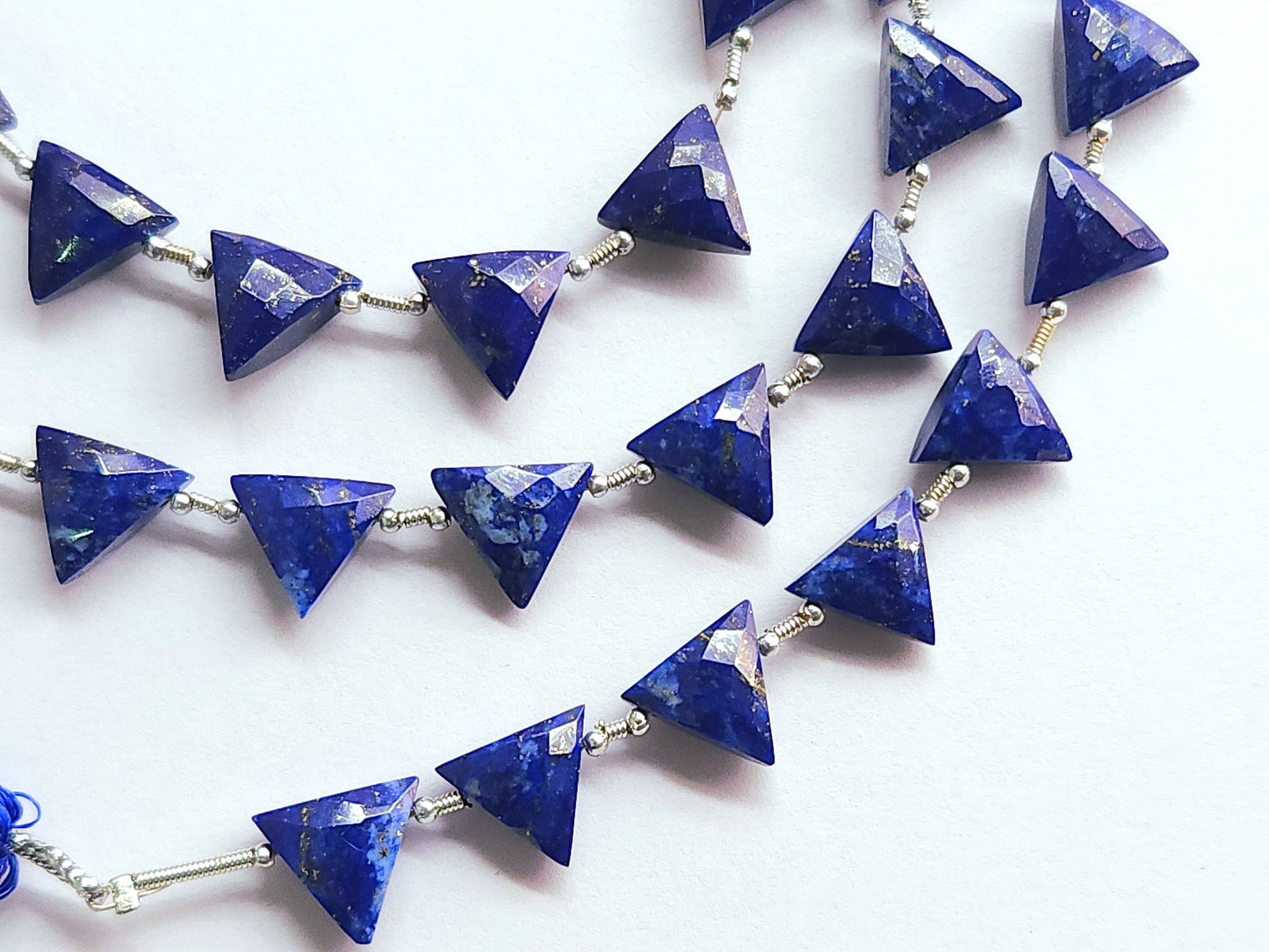 10 Pieces | Natural Lapis Lazuli Faceted Briolette Triangle Beads 10x10mm
