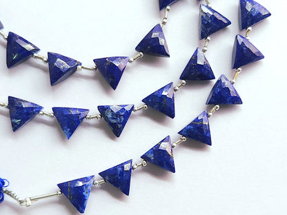 10 Pieces | Natural Lapis Lazuli Faceted Briolette Triangle Beads 10x10mm