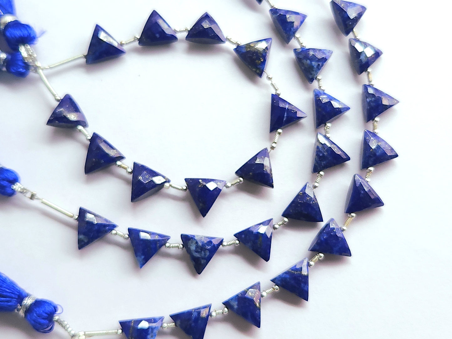 10 Pieces | Natural Lapis Lazuli Faceted Briolette Triangle Beads 10x10mm