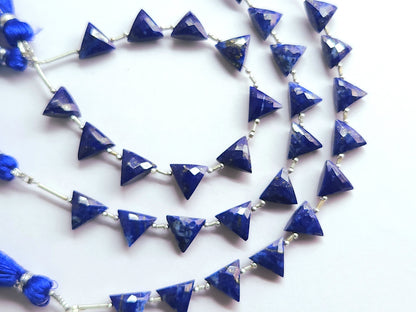 10 Pieces | Natural Lapis Lazuli Faceted Briolette Triangle Beads 10x10mm