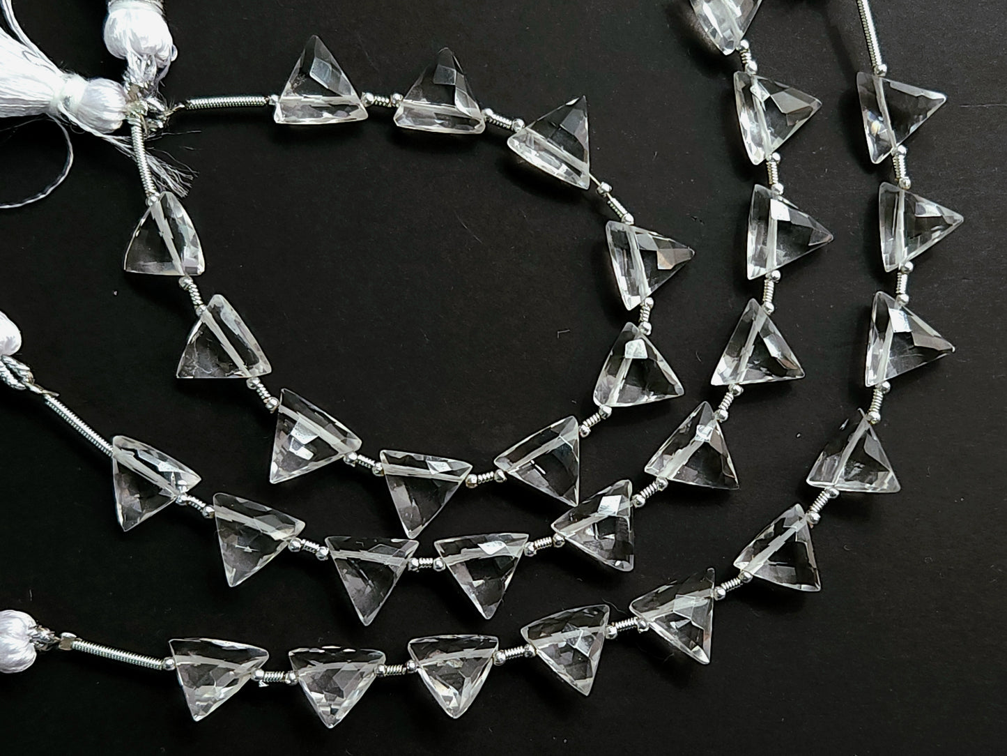 10 Pieces | Natural Crystal Quartz Faceted Briolette Triangle Beads