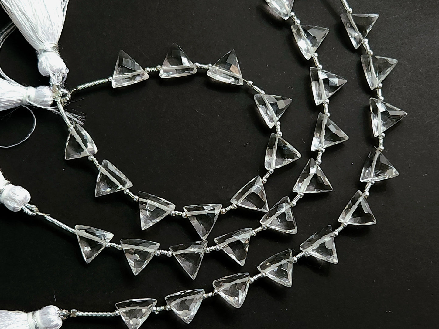 10 Pieces | Natural Crystal Quartz Faceted Briolette Triangle Beads