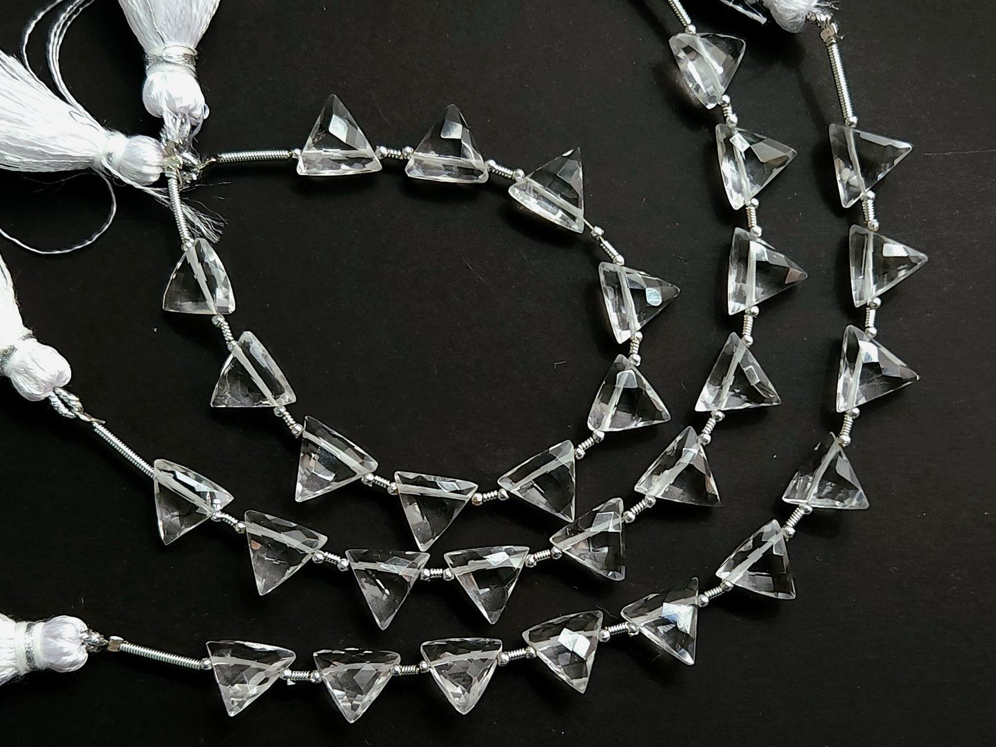 10 Pieces | Natural Crystal Quartz Faceted Briolette Triangle Beads
