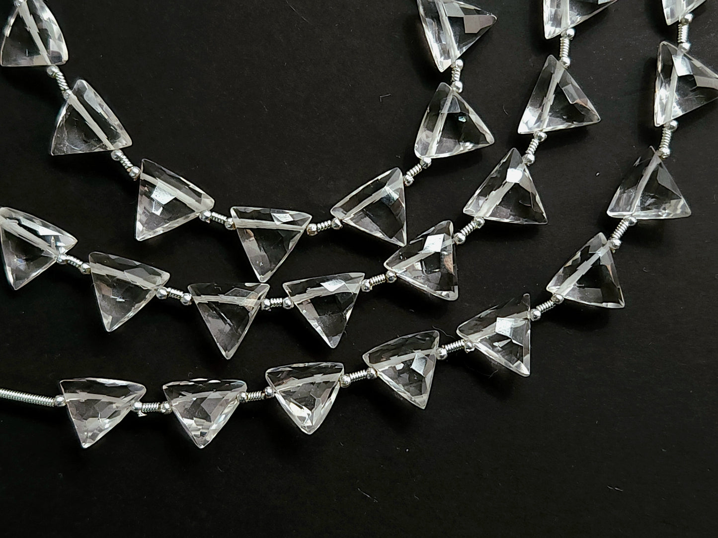 10 Pieces | Natural Crystal Quartz Faceted Briolette Triangle Beads