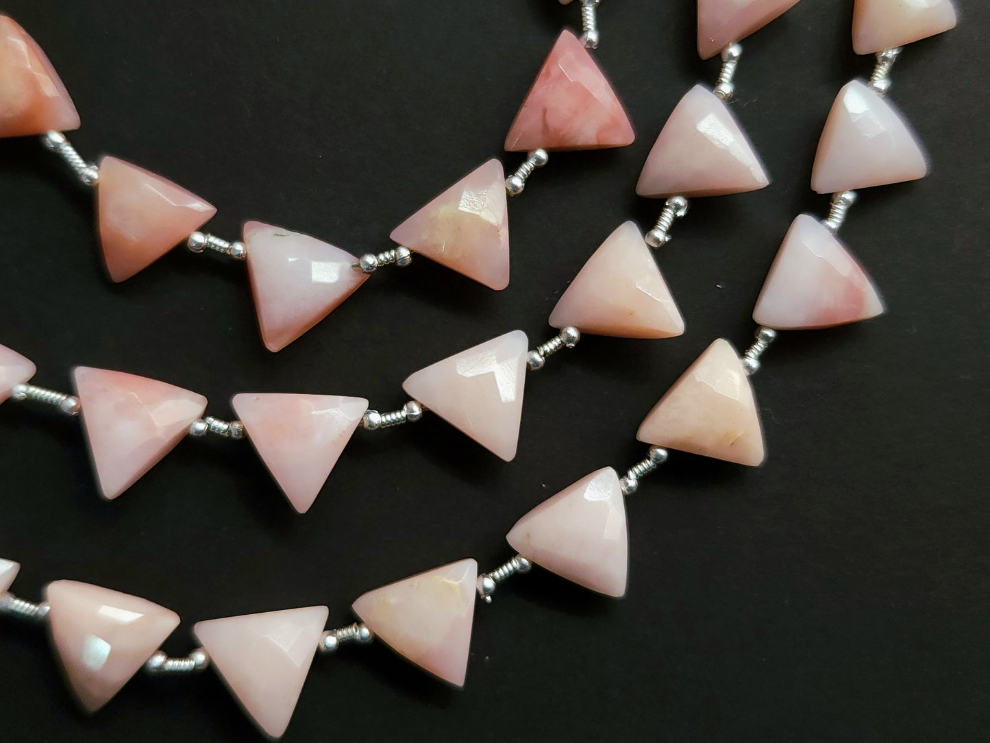 10 Pieces | Natural Pink Opal Faceted Briolette Triangle Beads 10x10mm