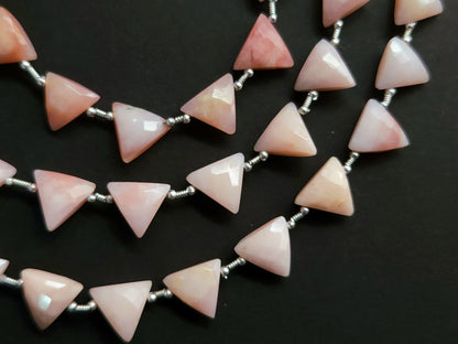 10 Pieces | Natural Pink Opal Faceted Briolette Triangle Beads 10x10mm