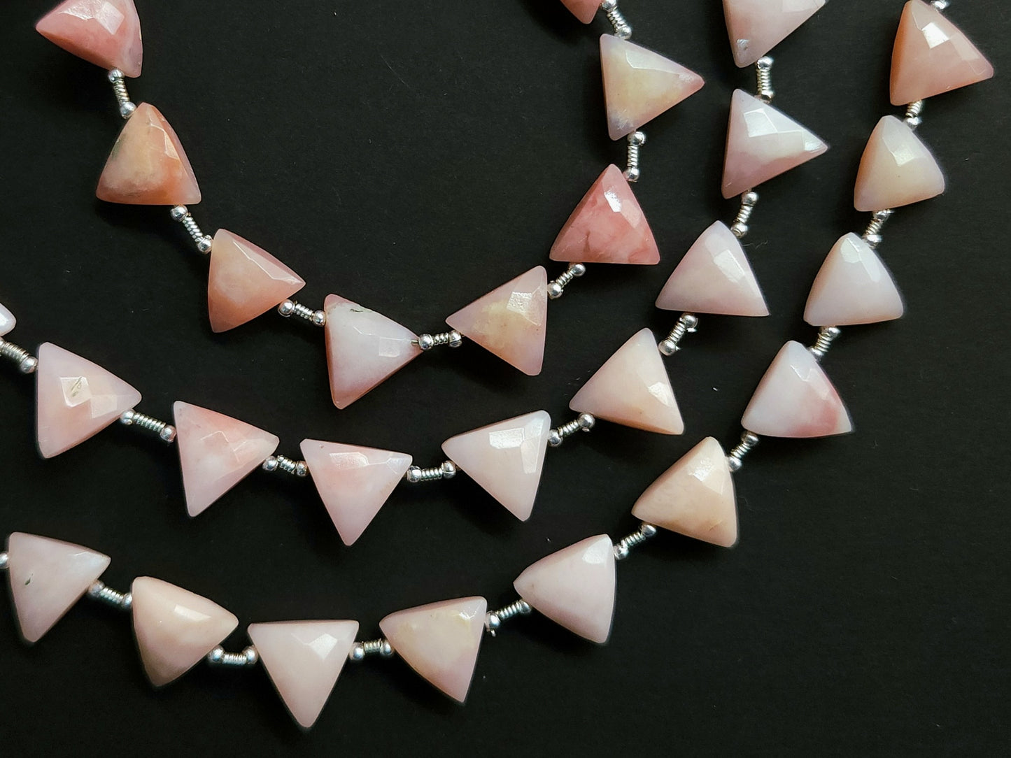 10 Pieces | Natural Pink Opal Faceted Briolette Triangle Beads 10x10mm