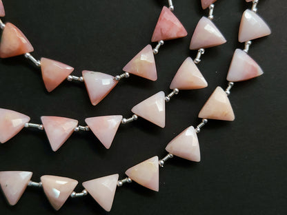 10 Pieces | Natural Pink Opal Faceted Briolette Triangle Beads 10x10mm
