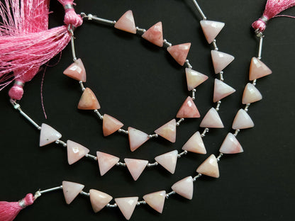 10 Pieces | Natural Pink Opal Faceted Briolette Triangle Beads 10x10mm