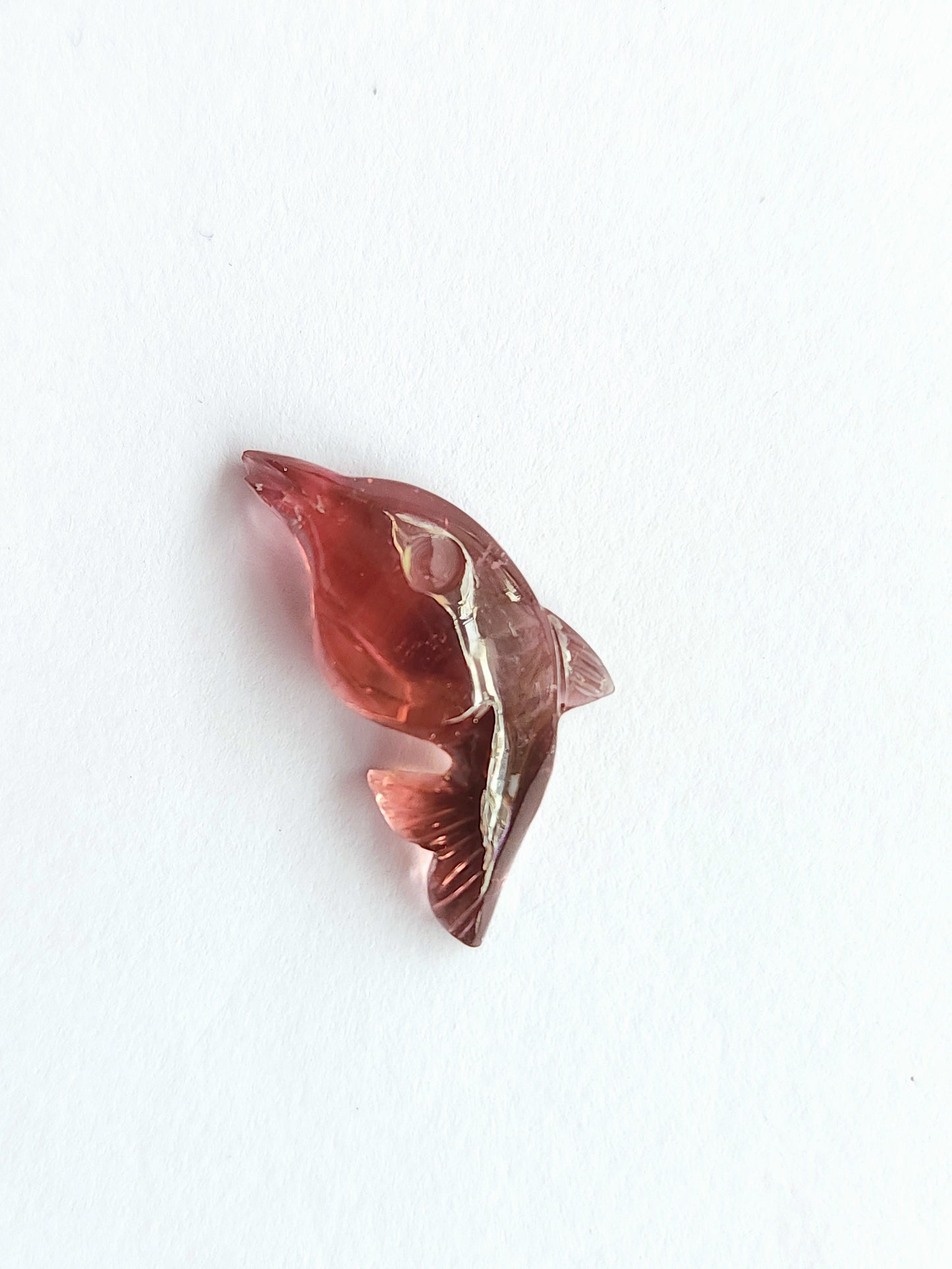 Rare! Natural Pink Tourmaline Carved Dolphin