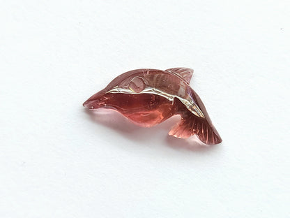 Rare! Natural Pink Tourmaline Carved Dolphin