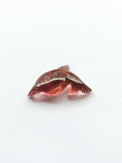 Rare! Natural Pink Tourmaline Carved Dolphin