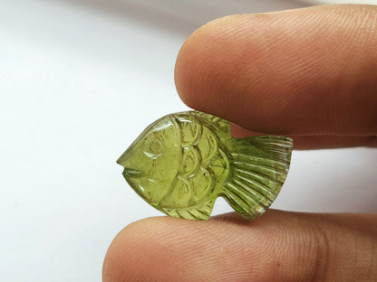 Rare! Natural Bi-Tourmaline Carved Fishes