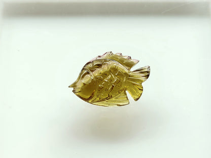 Unique! Natural Olive Tourmaline Carved Fishes