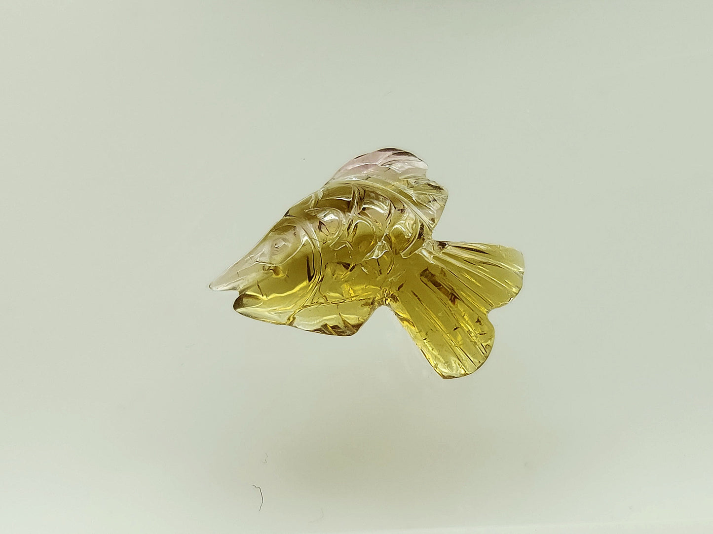 Unique! Natural Olive Tourmaline Carved Fishes