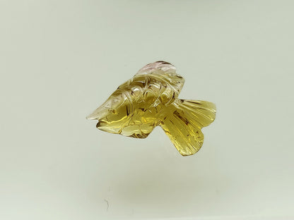 Unique! Natural Olive Tourmaline Carved Fishes