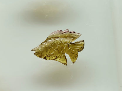 Unique! Natural Olive Tourmaline Carved Fishes