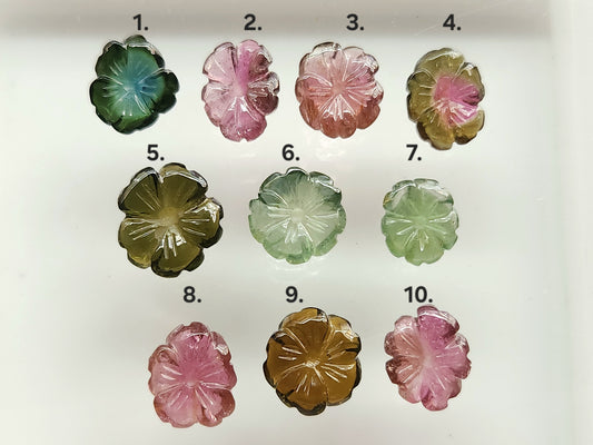 Natural Tourmaline Hand-Carved Flowers For Pendant & Jewelry Making