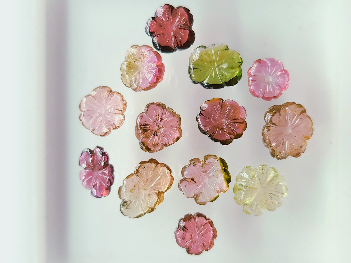Natural Tourmaline Hand-Carved Flowers For Pendant & Jewelry Making