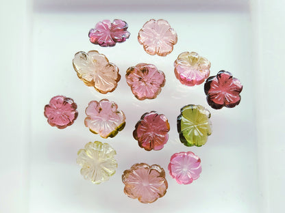 Natural Tourmaline Hand-Carved Flowers For Pendant & Jewelry Making