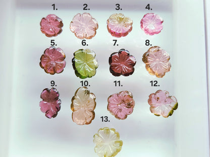 Natural Tourmaline Hand-Carved Flowers For Pendant & Jewelry Making