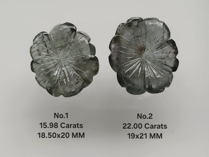 Natural Grey Tourmaline Hand-Carved Flower For Pendant & Jewelry Making