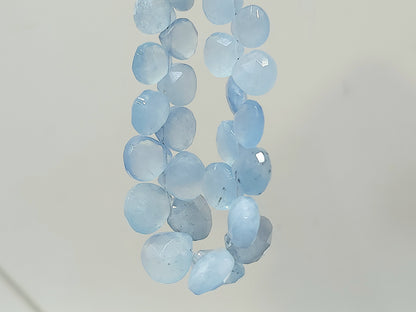 Natural Aquamarine Faceted Heart Shape Briolette Beads