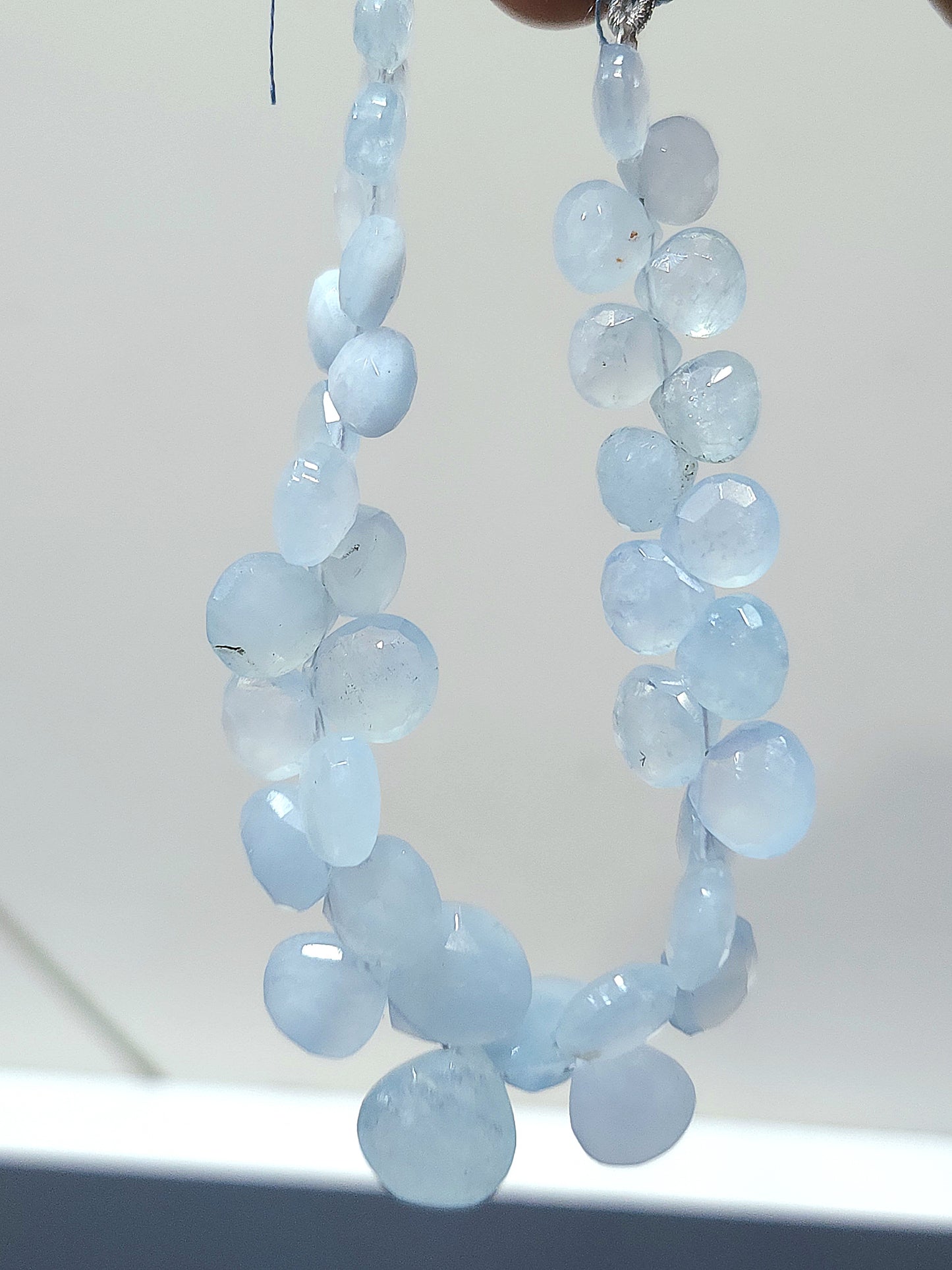 Natural Aquamarine Faceted Heart Shape Briolette Beads