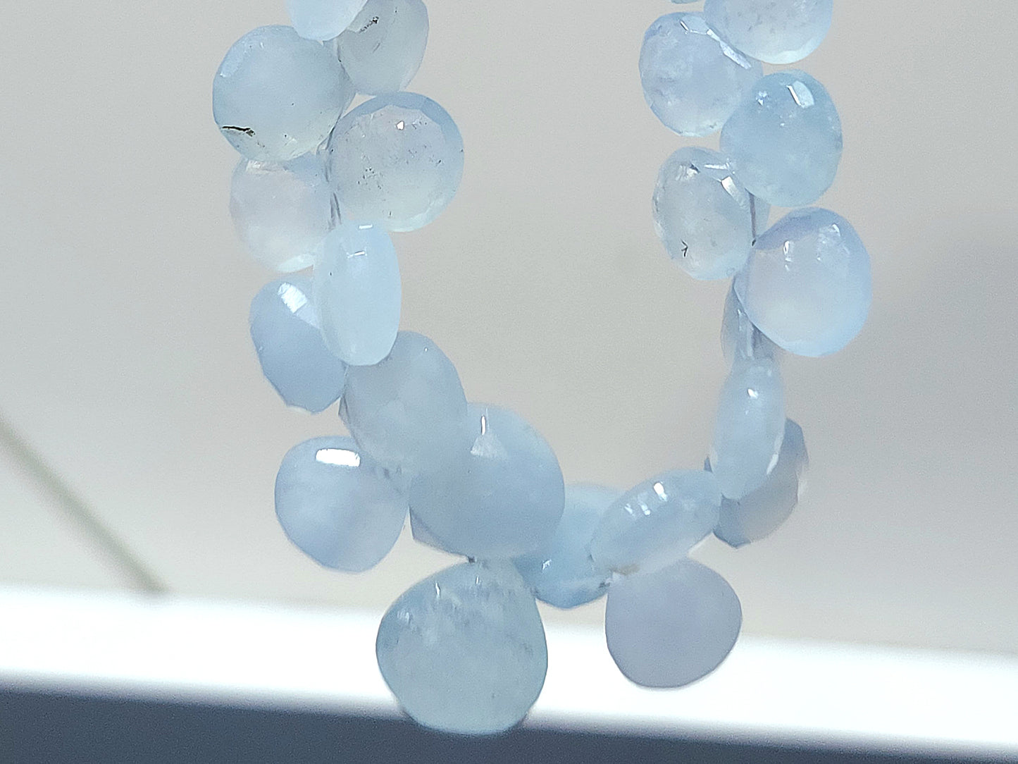 Natural Aquamarine Faceted Heart Shape Briolette Beads