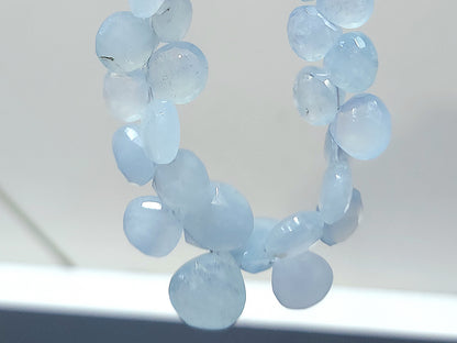 Natural Aquamarine Faceted Heart Shape Briolette Beads