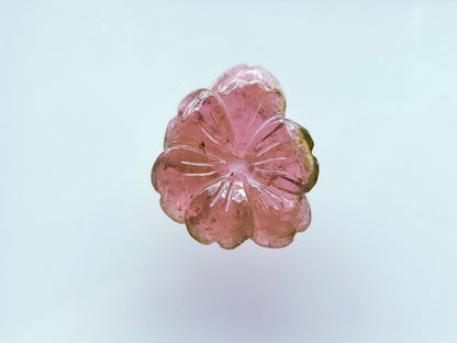Natural Pink Tourmaline Hand-Carved Flower For Pendant & Jewelry Making