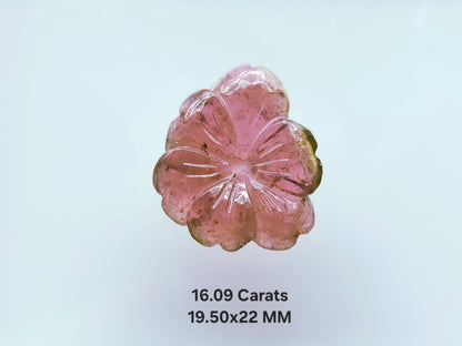 Natural Pink Tourmaline Hand-Carved Flower For Pendant & Jewelry Making