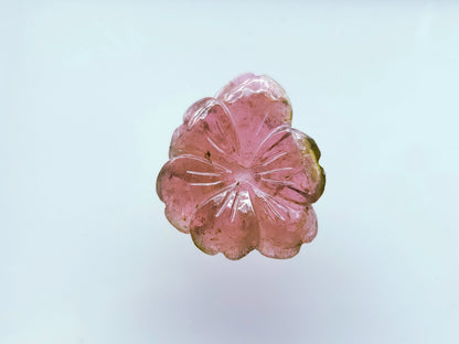 Natural Pink Tourmaline Hand-Carved Flower For Pendant & Jewelry Making
