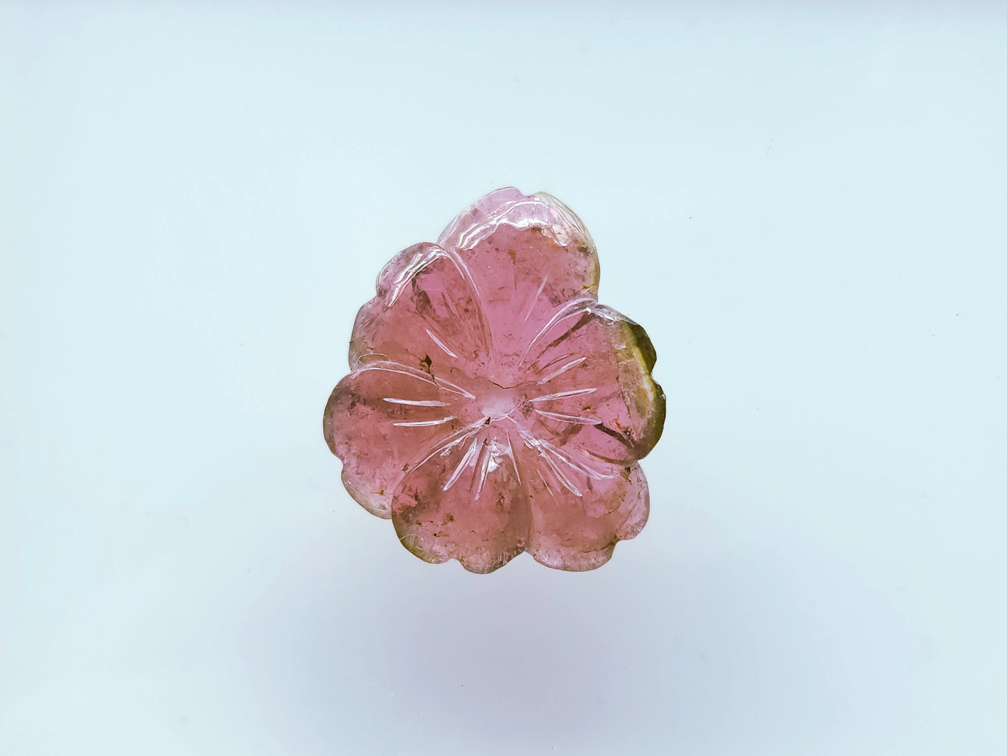 Natural Pink Tourmaline Hand-Carved Flower For Pendant & Jewelry Making