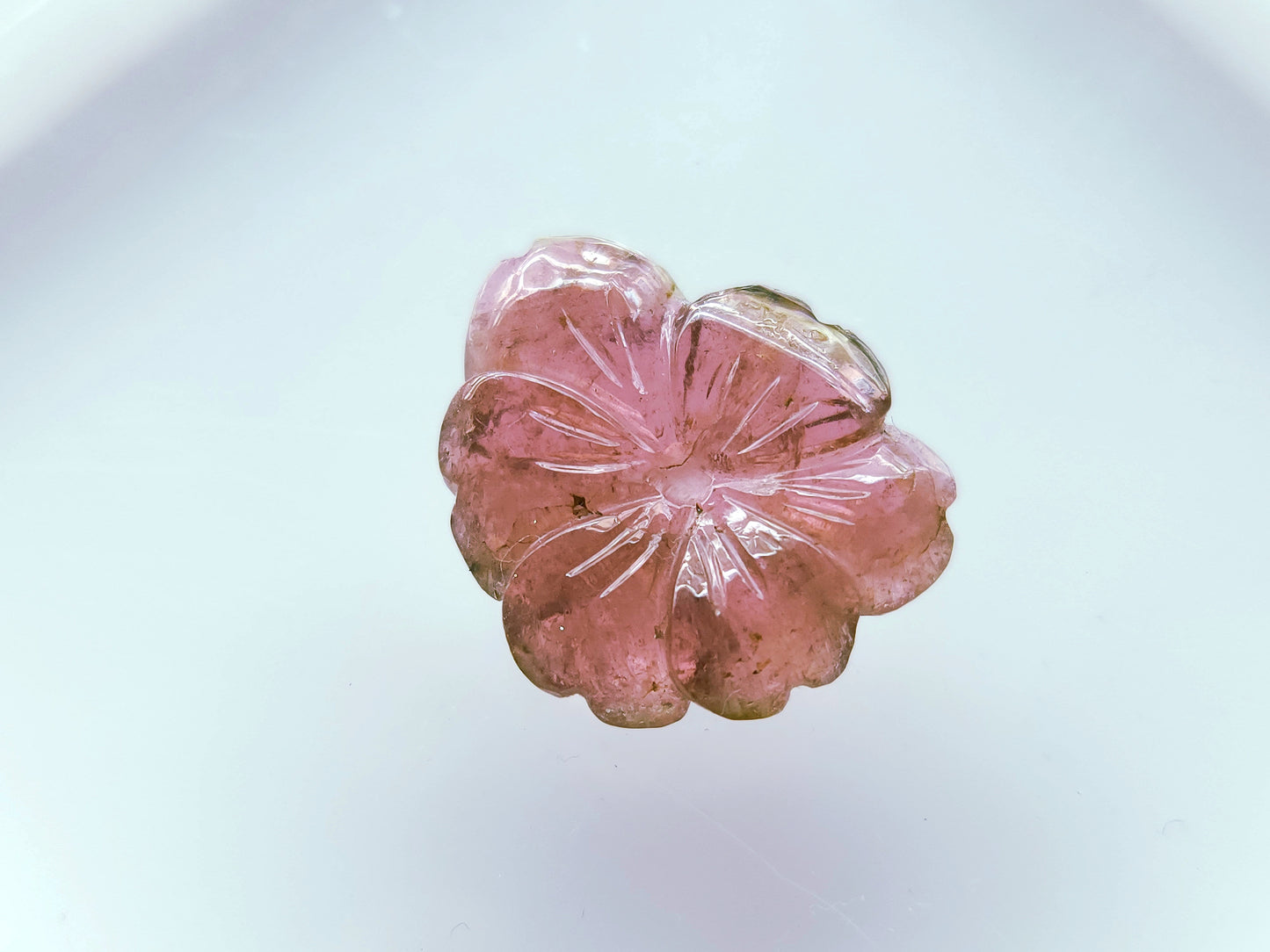 Natural Pink Tourmaline Hand-Carved Flower For Pendant & Jewelry Making