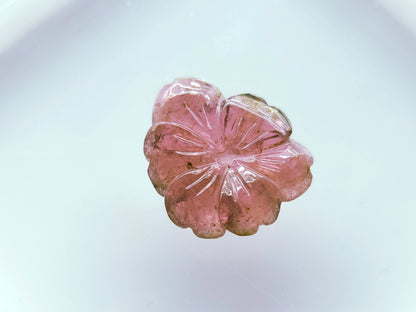 Natural Pink Tourmaline Hand-Carved Flower For Pendant & Jewelry Making