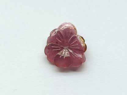 Natural Pink Tourmaline Hand-Carved Flower For Pendant & Jewelry Making