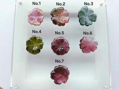 Natural Tourmaline Hand-Carved Flowers For Pendant & Jewelry Making