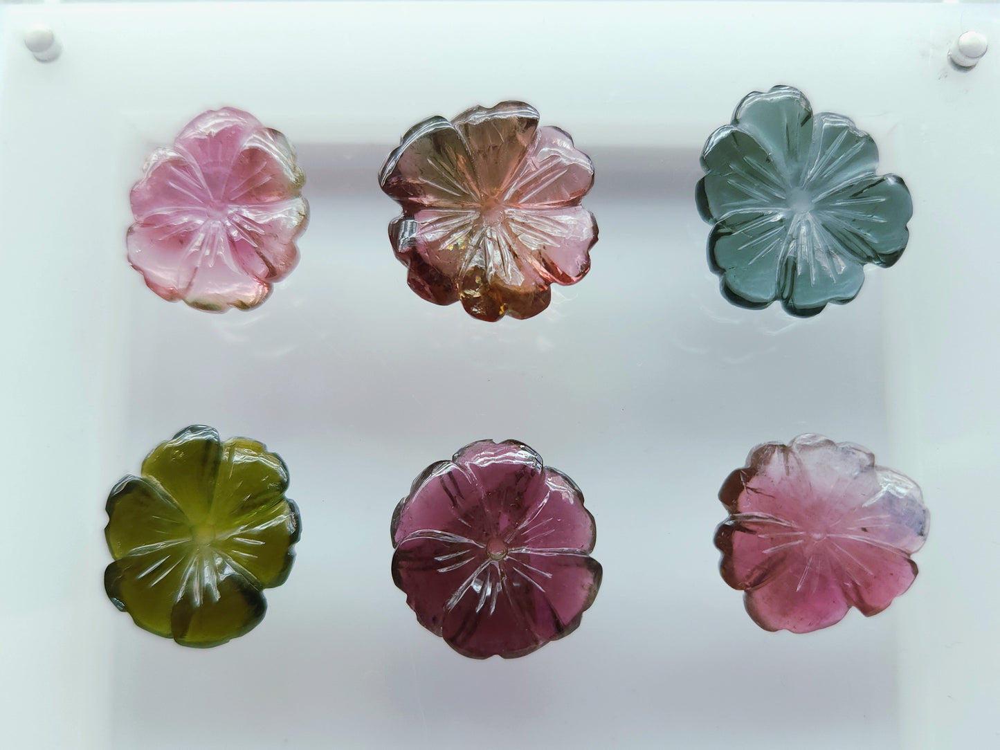 Natural Tourmaline Hand-Carved Flowers For Pendant & Jewelry Making